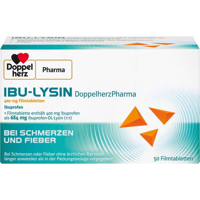 Doppelherz Pharma Ibu Lysin 400 mg Filmtabletten bei Schmerzen und Fieber, 50 pcs. Tablets