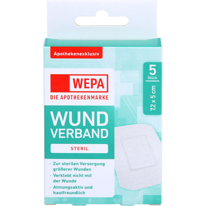 WEPA Wundverband 7,2 x 5cm steril, 5 St PFL