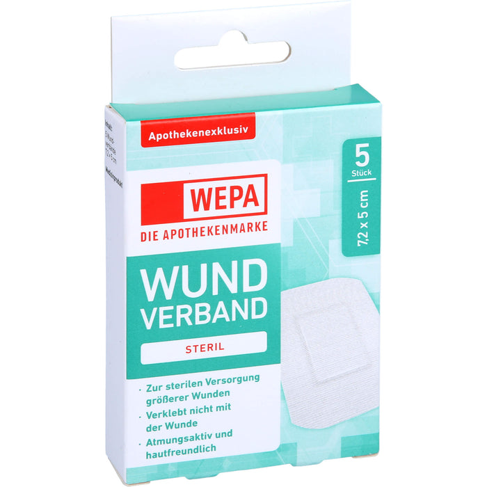 WEPA Wundverband 7,2 x 5cm steril, 5 St PFL