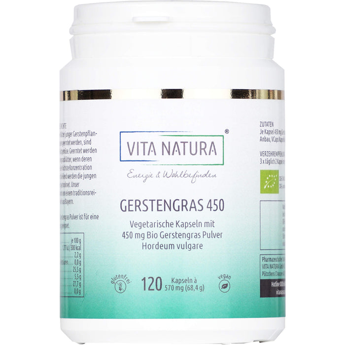 Bio Gerstengras 450 mg Vegi-Kapseln, 120 St KAP