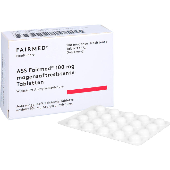 ASS Fairmed 100 mg Tabletten zur Verringerung der Entstehung von Blutgerinseln, 100 St. Tabletten