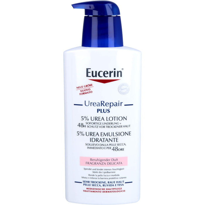 Eucerin UreaRepair PLUS Lotion 5% mit beruhigendem Duft – 48h intensive Pflege für trockene bis sehr trockene Haut, 400 ml Cream