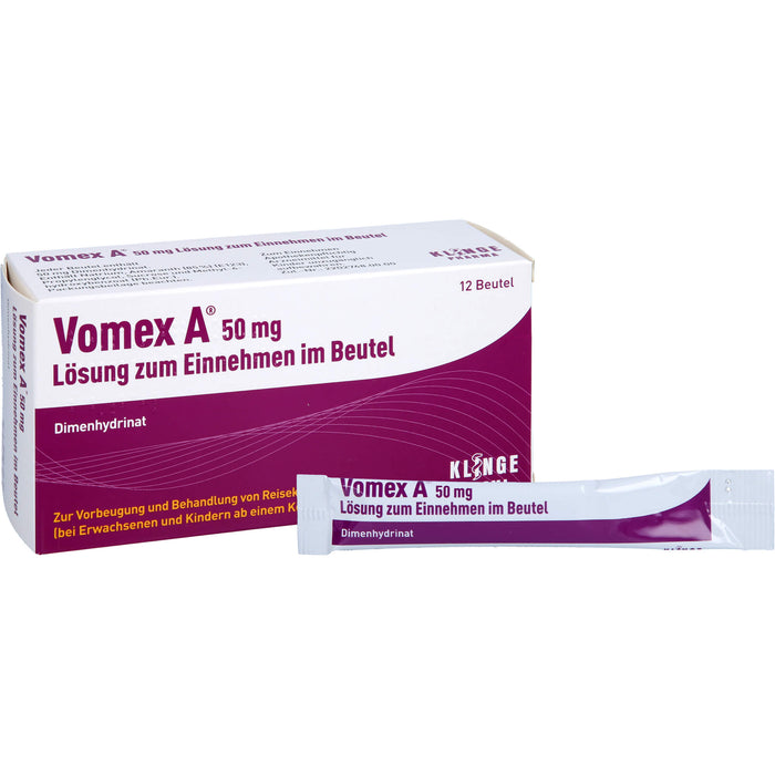 Vomex A 50 mg Beutel gegen Reisekrankheit, 12 St. Beutel