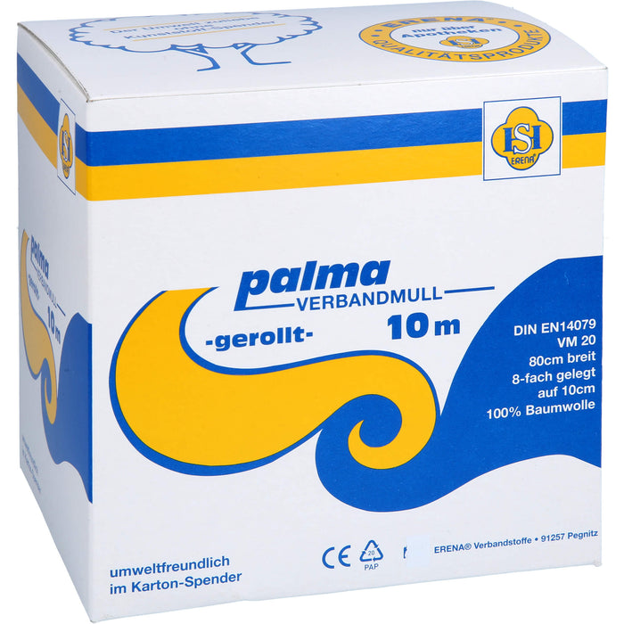 Palma Verbandmull Rolle 10 cm x 10 m 8-lagig zur Fixierung von Wundauflagen, 1 St. Verband