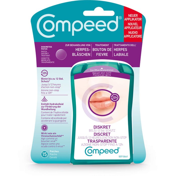 Compeed Herpesbläschen-Patch mit transparentem Folienapplikator Pflaster, 15 pc Pansement