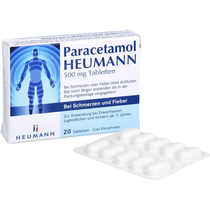 Paracetamol HEUMANN 500 mg Tabletten bei Schmerzen und Fieber, 20 St TAB