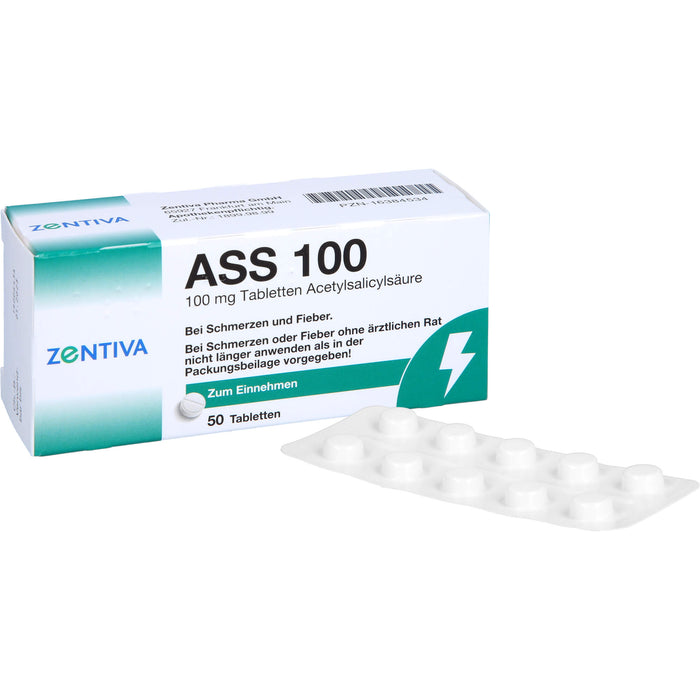 ZENTIVA ASS 100 Tabletten bei Schmerzen und Fieber, 50 St. Tabletten