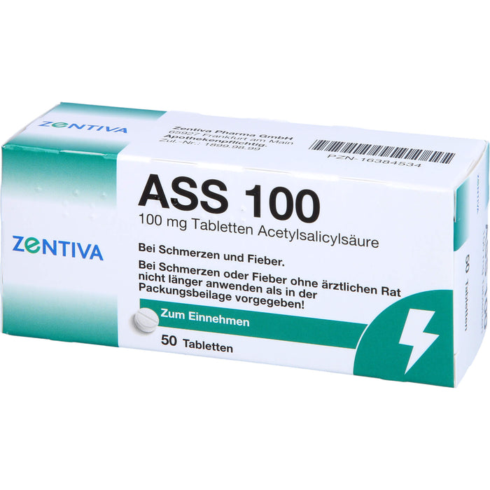 ZENTIVA ASS 100 Tabletten bei Schmerzen und Fieber, 50 pcs. Tablets