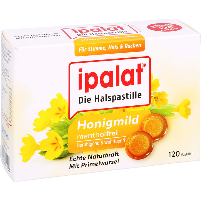 Ipalat Halspastillen honigmild ohne Menthol, 120 pc Pastilles