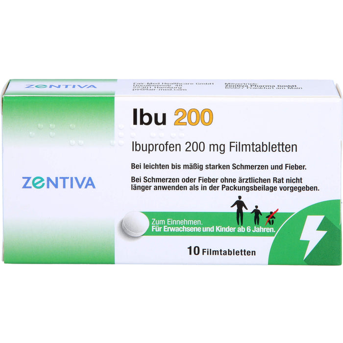 ZENTIVA Ibu 200 Filmtabletten bei Schmerzen und Fieber, 10 pc Tablettes