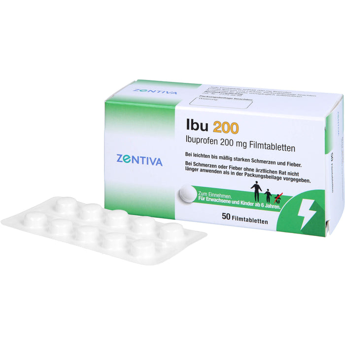 ZENTIVA Ibu 200 Filmtabletten bei leichten bis mäßig starken Schmerzen und Fieber, 50 pc Tablettes