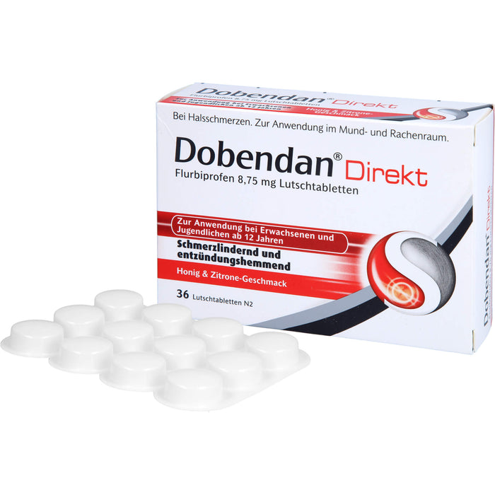 DOBENDAN Direkt Lutschtabletten bei starken Halsschmerzen & Schluckbeschwerden, 36 pc Tablettes