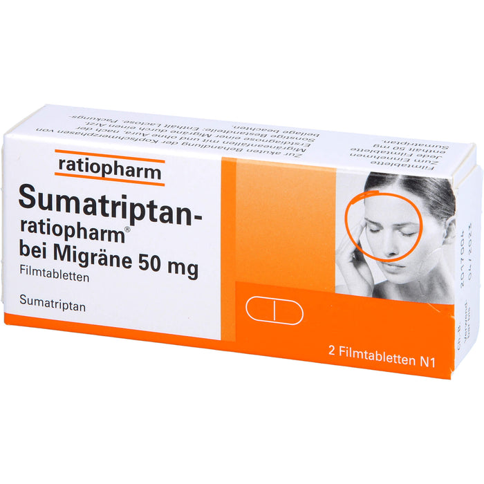 Sumatriptan-ratiopharm bei Migräne 50 mg Filmtabletten, 2 pcs. Tablets