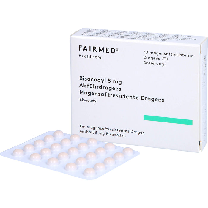 FAIRMED Bisacodyl 5 mg Dragees bei Verstopfung, 50 pcs. Dragées