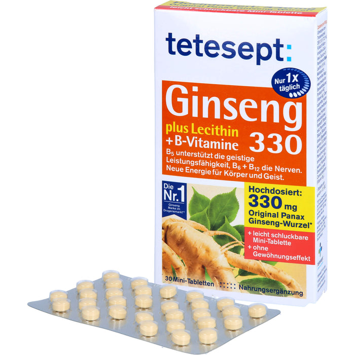 tetesept Ginseng 330 plus Lecithin + B-Vitamine, 30 St FTA