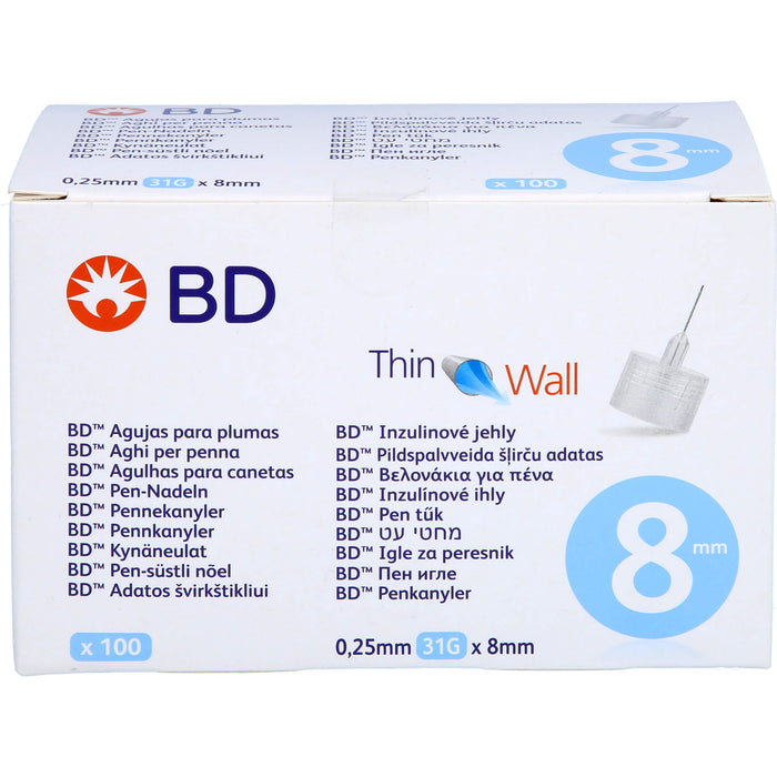 BD Thin Wall Pen-Nadeln 0,25 31Gx8 mm, 100 St KAN