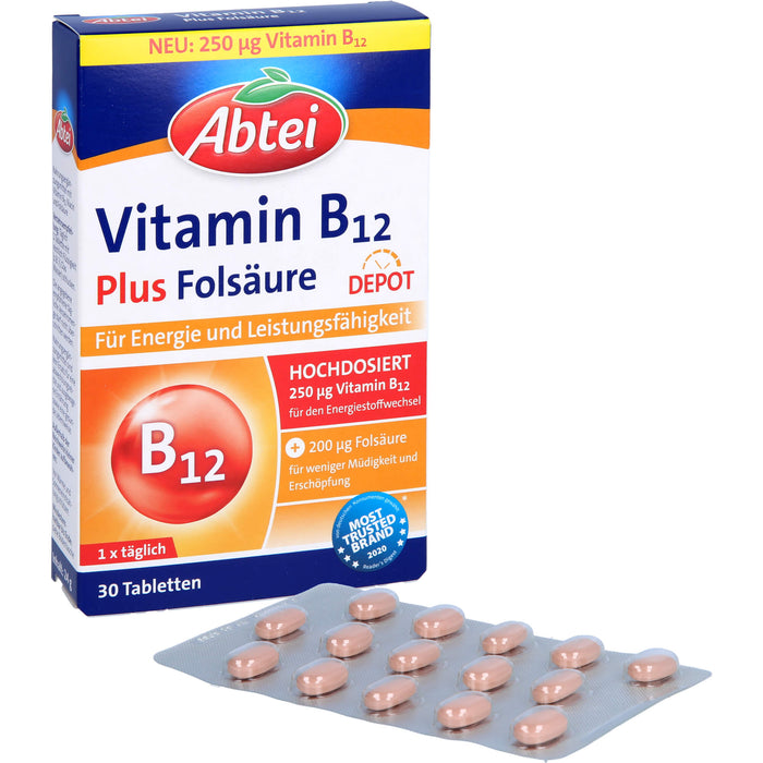 Abtei Vitamin B12 Plus Folsäure Depot, 30 St TAB