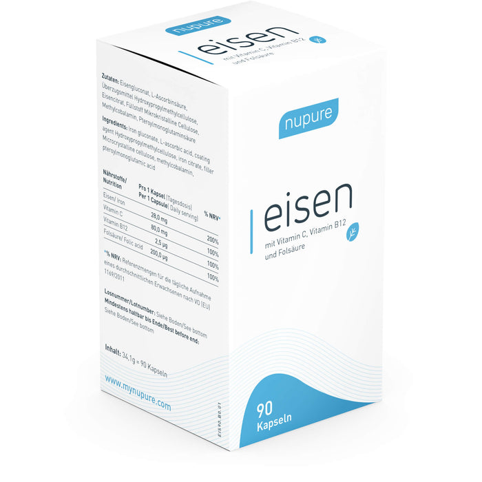 nupure Eisen plus Vitamin C + B12 + Folsäure, 90 St KAP