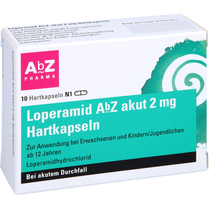 Loperamid AbZ akut 2 mg Hartkapseln bei Durchfall, 10 pcs. Capsules