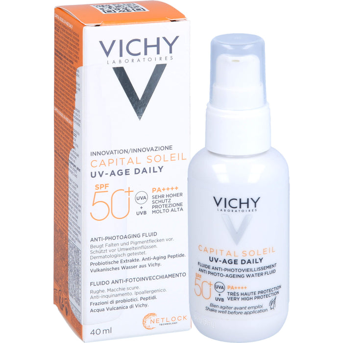 VICHY Capital Soleil UV-Age Daily LSF 50+ Fluid beugt Falten und Pigmentflecken vor, 40 ml Crème