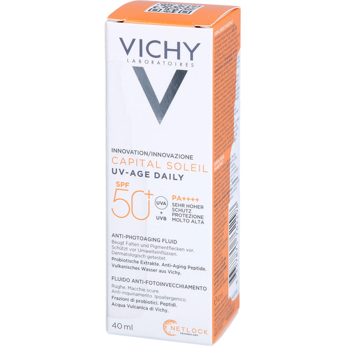 VICHY Capital Soleil UV-Age Daily LSF 50+ Fluid beugt Falten und Pigmentflecken vor, 40 ml Creme