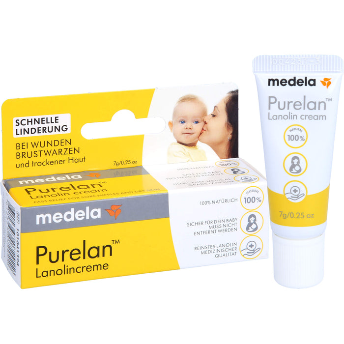 Medela Purelan Brustwarzensalbe aus 100% Lanolin, 7 g Salbe