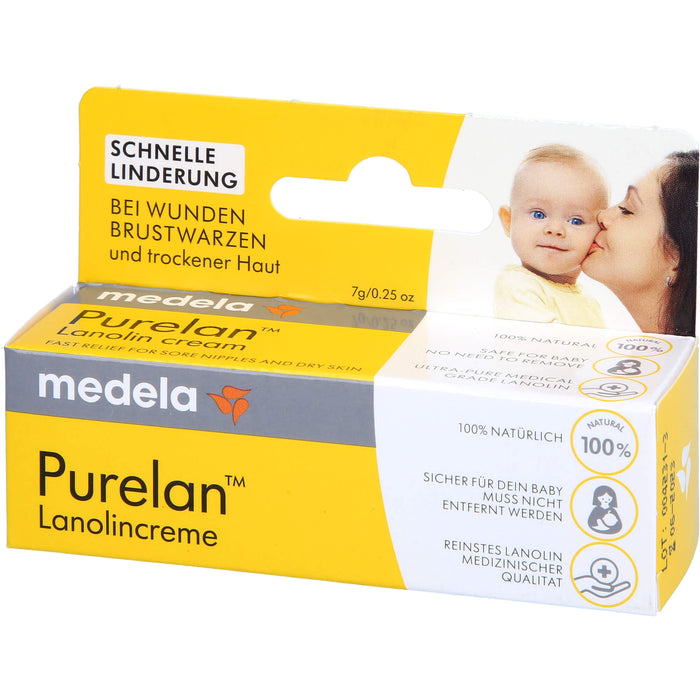 Medela Purelan Brustwarzensalbe aus 100% Lanolin, 7 g Salbe