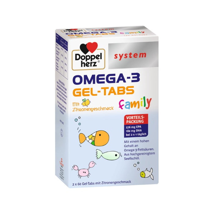 Doppelherz system Omega-3 Family Gel-Tabs Zitronengeschmack, 120 Stück, 120 St. Tabletten