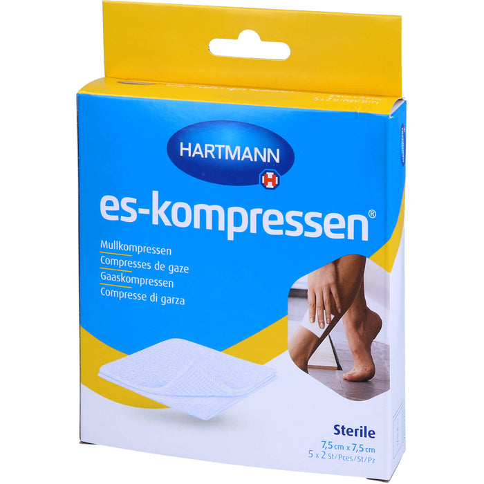 ES-Kompressen steril 7,5cmx7,5cm 17fd 8fach (5xP2), 10 pc Compresses