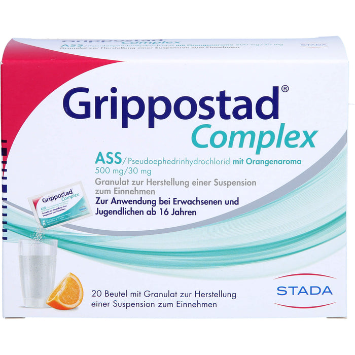 Grippostad Complex ASS / Pseudoephedrinhydrochlorid mit Orangenaroma 500 mg/30 mg Granulat, 20 pcs. Sachets