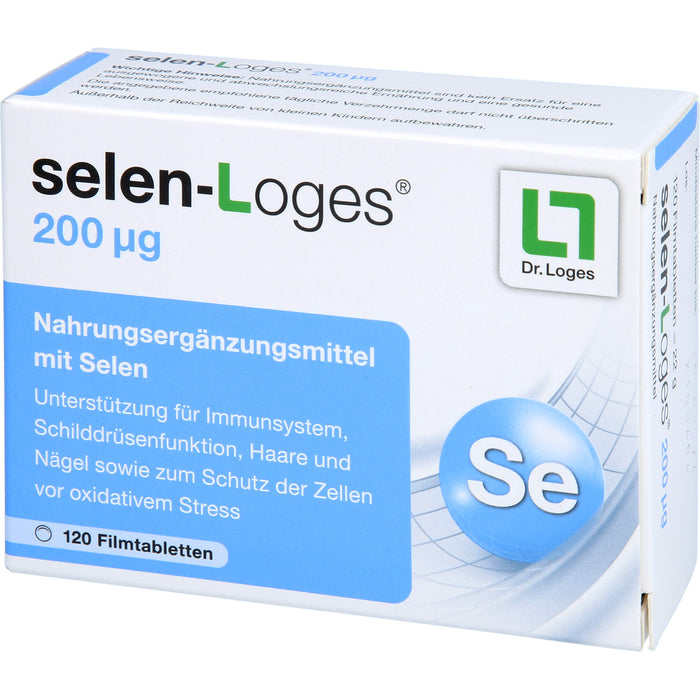 selen-Loges 200 µg Tabletten Unterstützung fürs Immunsystem, Schilddrüsenfunktion, Haare und Nägel sowie zum Schutz der Zellen vor oxidativem Stress, 120 pcs. Tablets