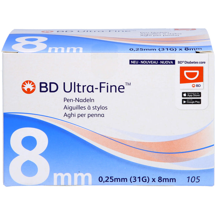 BD ULTRA-FINE Pen-Nadeln 8 mm 31 G 0,25 mm, 105 St KAN