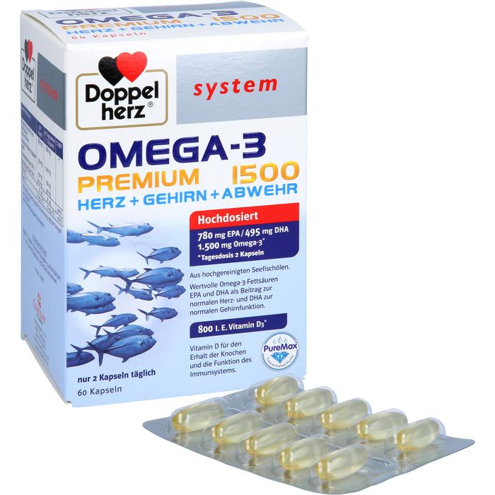 Doppelherz Omega-3 Premium 1500 system, 60 St KAP