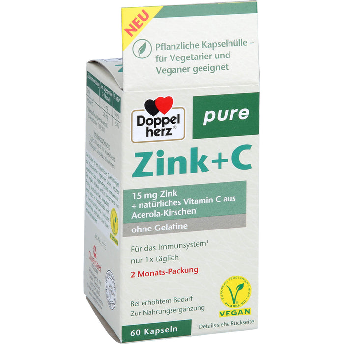 Doppelherz Zink + C pure, 60 St. Kapseln