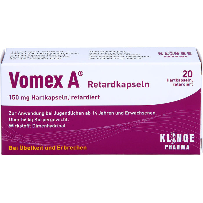 Vomex A Retardkapseln 150 mg Hartkapsel, retardiert, 20 St. Kapseln