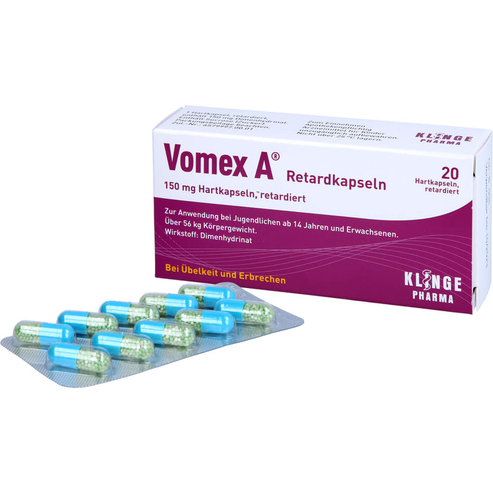 Vomex A 150 mg Retardkapseln 150 mg bei Übelkeit und Erbrechen, 20 pcs. Capsules