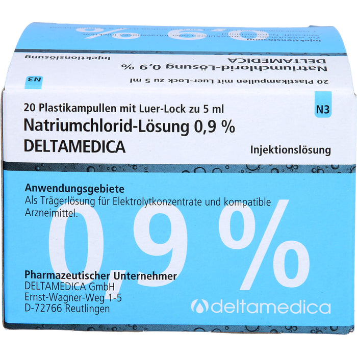 Natriumchlorid-Lösung 0,9 % Deltamedica, Injektionslösung, Luer -Lo Pl., 5 ml, 20X5 ml ILO