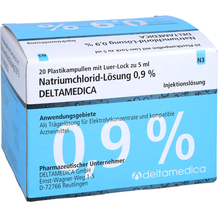 Natriumchlorid-Lösung 0,9 % Deltamedica, Injektionslösung, Luer -Lo Pl., 5 ml, 20X5 ml ILO