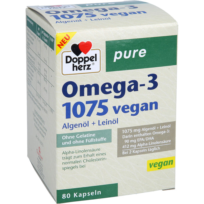 Doppelherz Omega-3 1075 vegan pure, 80 St. Kapseln