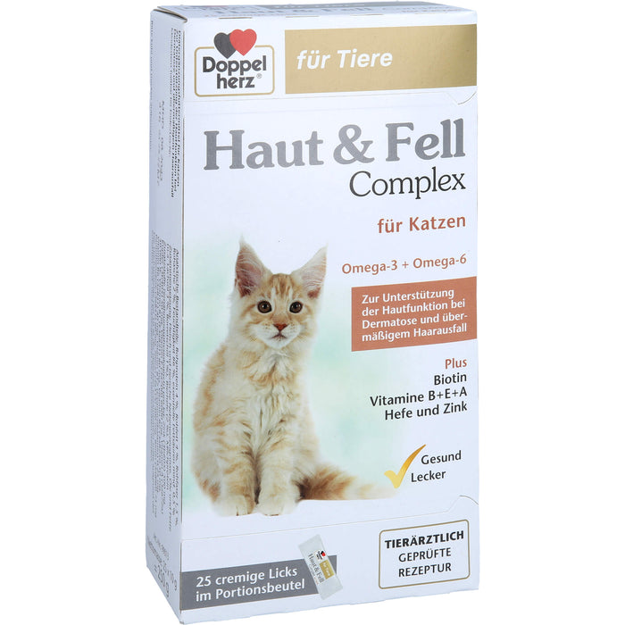 Doppelherz für Tiere Haut & Fell Complex cremige Licks für Katzen, 25 pcs. Sticks