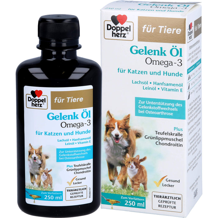 Doppelherz Gelenk Öl Omega 3 Lösung für Katzen + Hunde zur Unterstützung des Gelenkstoffwechsels bei Osteoarthrose, 250 ml Lösung