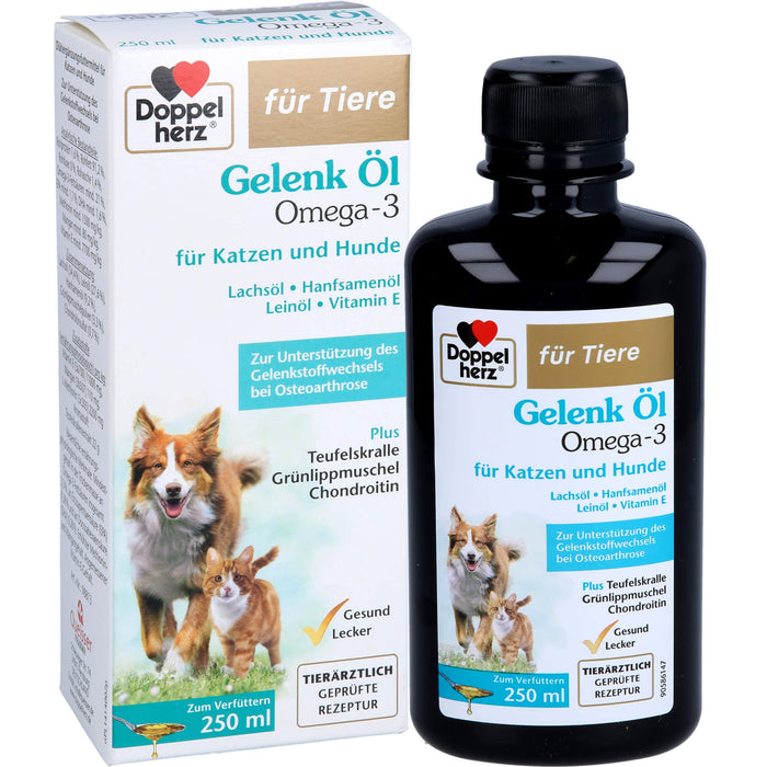 Doppelherz Gelenk Öl Omega 3 Lösung für Katzen + Hunde zur Unterstützung des Gelenkstoffwechsels bei Osteoarthrose, 250 ml Lösung