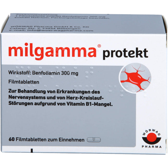 milgamma protekt 300 mg Tabletten bei Erkrankungen des Nervensystems und von Herz-Kreislauf-Störungen, 60 pcs. Tablets