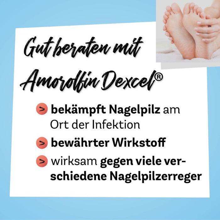 Amorolfin Dexcel 50 mg/ml Lösung bei Nagelpilzinfektionen, 5 ml Vernis à ongles contenant une substance active