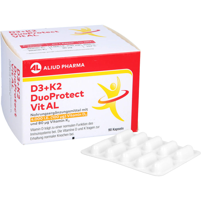 D3+K2 DuoProtect Vit AL 4000 I.E./80 ug Kapseln, 90 St KAP