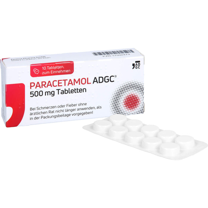 Paracetamol ADGC 500 mg Tabletten bei Schmerzen oder Fieber, 10 pc Tablettes