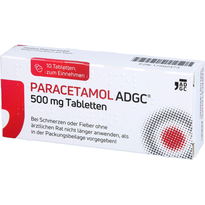 Paracetamol ADGC 500 mg Tabletten bei Schmerzen oder Fieber, 10 St. Tabletten