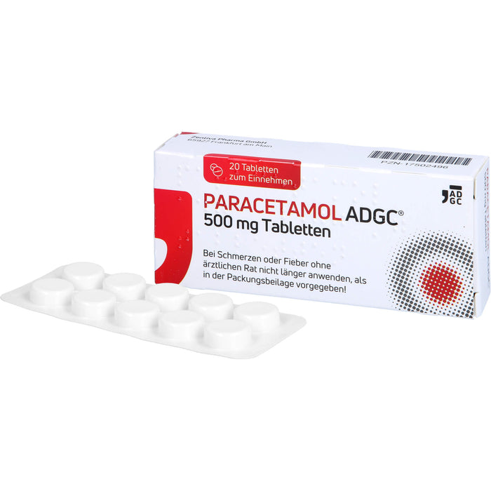 Paracetamol ADGC 500 mg Tabletten bei Schmerzen oder Fieber, 20 pc Tablettes