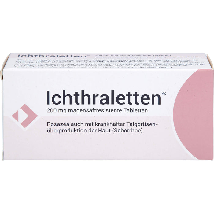 Ichthraletten 200 mg Tabletten bei Rosacea auch mit krankhafter Talgdrüsenüberproduktion der Haut, 84 pc Tablettes