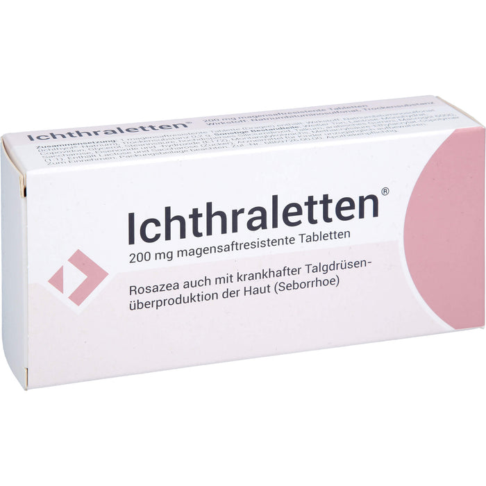 Ichthraletten 200 mg Tabletten bei Rosacea auch mit krankhafter Talgdrüsenüberproduktion der Haut, 84 St. Tabletten